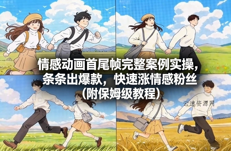 情感动画首尾帧完整案例实操，条条出爆款，快速涨情感粉丝(附保姆级教程)源码网-手游源码|端游源码|小程序源码|网站模板资源免费分享下载 - 云速资源网多元化资源共享平台