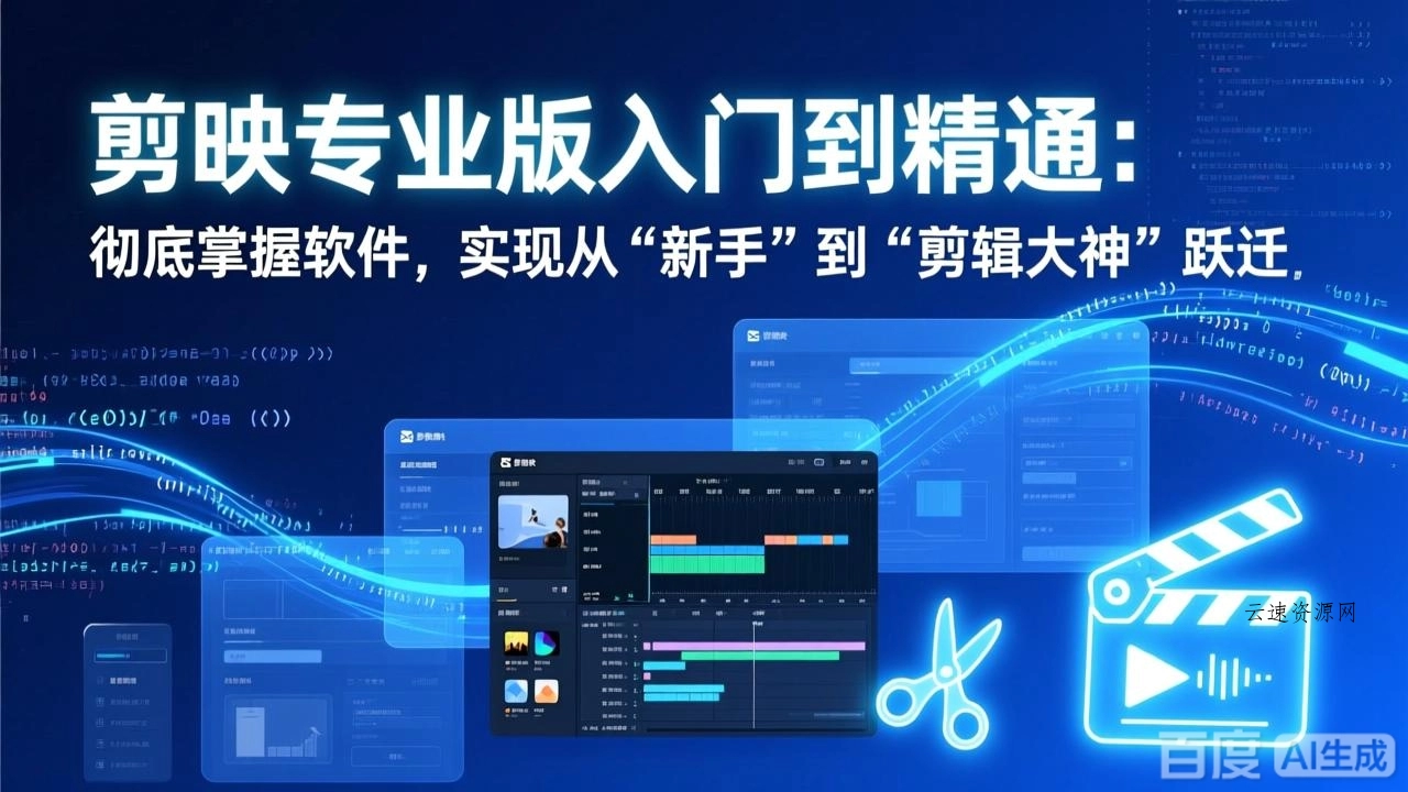 剪映专业版入门到精通：彻底掌握软件，实现从“新手”到“剪辑大神”跃迁源码网-手游源码|端游源码|小程序源码|网站模板资源免费分享下载 - 云速资源网多元化资源共享平台