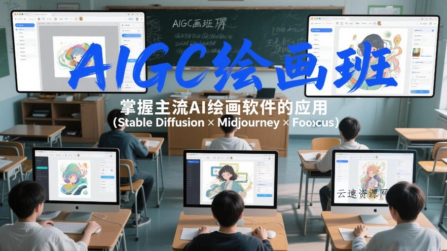 AIGC绘画班，掌握主流Ai绘画软件的应用(Stable Diffusion x Midjourney x Fooocus)源码网-手游源码|端游源码|小程序源码|网站模板资源免费分享下载 - 云速资源网多元化资源共享平台