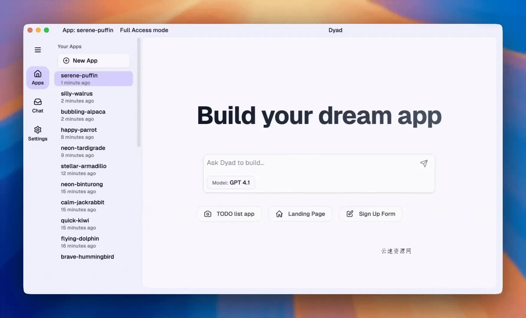 Dyad(开源本地AI应用开发工具)源码网-手游源码|端游源码|小程序源码|网站模板资源免费分享下载 - 云速资源网多元化资源共享平台