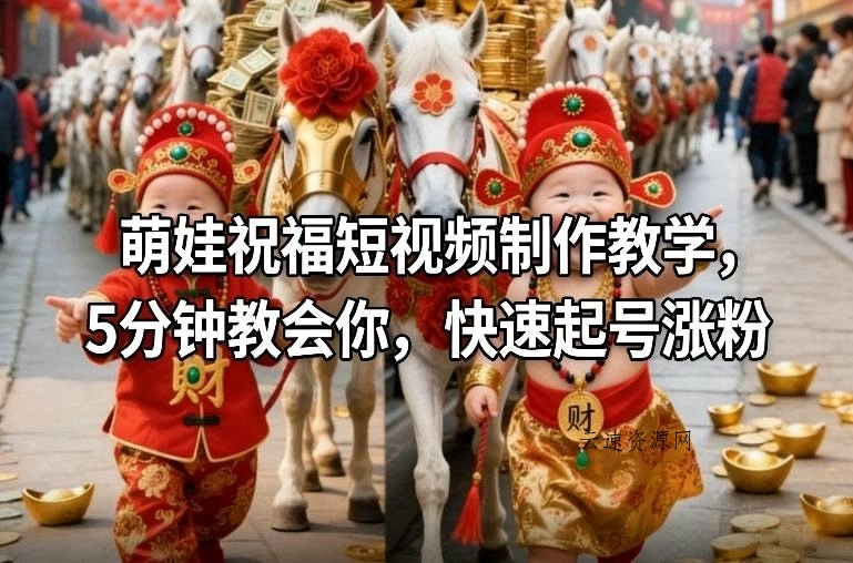 萌娃祝福短视频制作教学，5分钟教会你，快速起号涨粉源码网-手游源码|端游源码|小程序源码|网站模板资源免费分享下载 - 云速资源网多元化资源共享平台