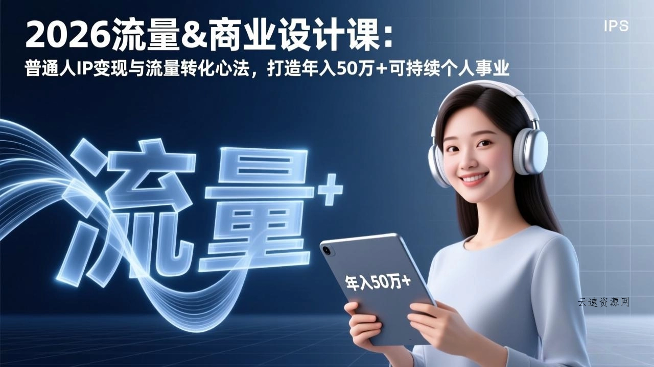 2026流量&商业设计课：普通人IP变现与流量转化心法，打造年入50万+可持续个人事业源码网-手游源码|端游源码|小程序源码|网站模板资源免费分享下载 - 云速资源网多元化资源共享平台