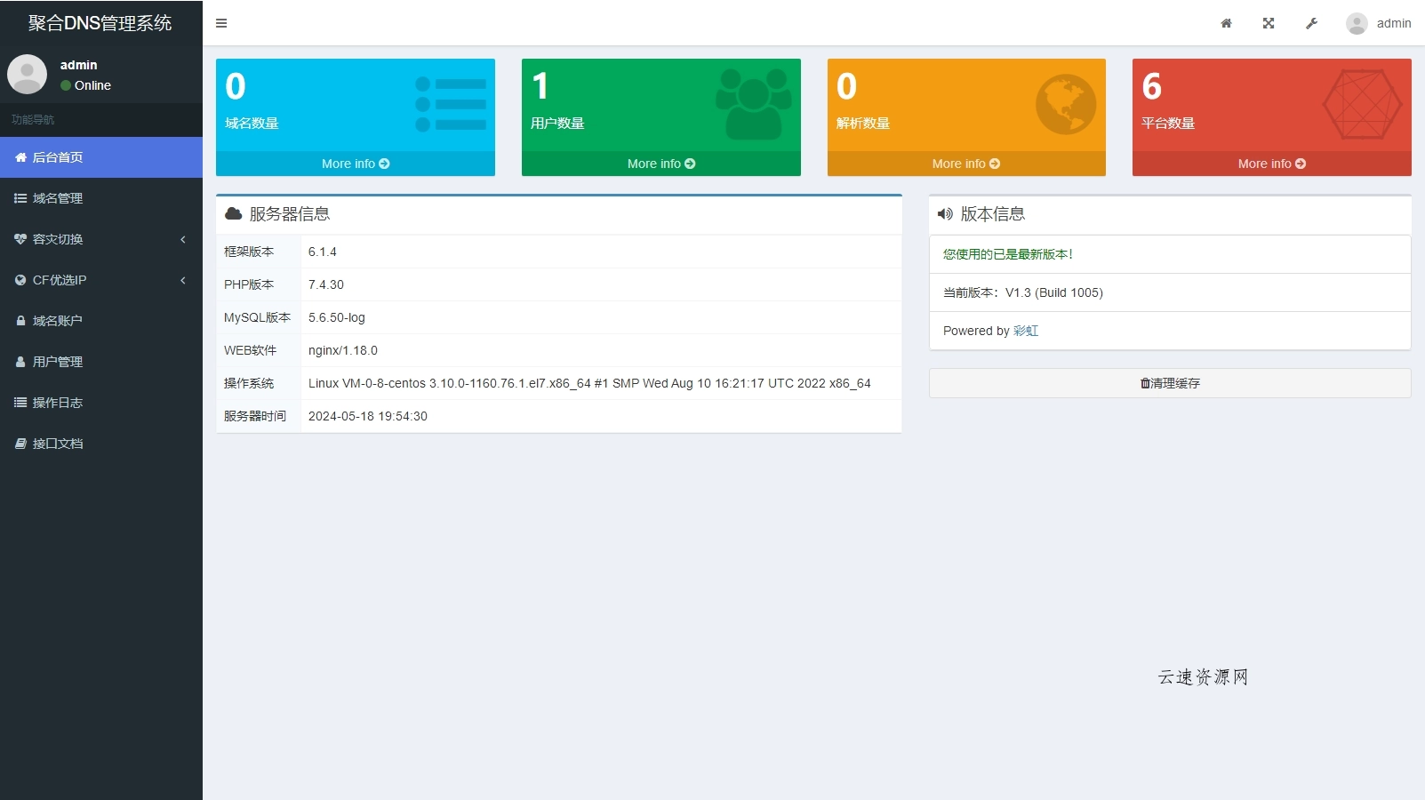 2024最新彩虹聚合DNS管理系统源码v1.3 全开源