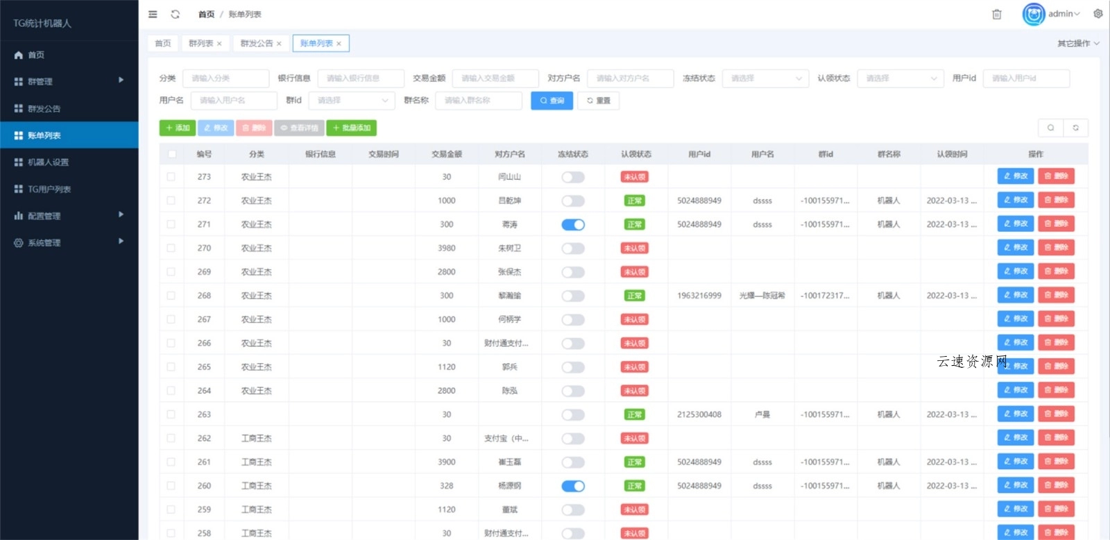 Telegram统计机器人源码/TG记账群发机器源码人/TG自动记账全开源版本