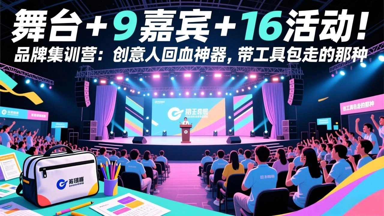 舞台 + 9 嘉宾 + 16 活动！品牌集训营：创意人回血神器，带工具包走的那种源码网-手游源码|端游源码|小程序源码|网站模板资源免费分享下载 - 云速资源网多元化资源共享平台