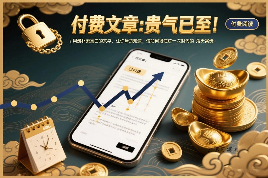 付费文章：贵气已至！用最朴素直白的文字，让你清楚知道，该如何接住这一次时代的泼天富贵源码网-手游源码|端游源码|小程序源码|网站模板资源免费分享下载 - 云速资源网多元化资源共享平台