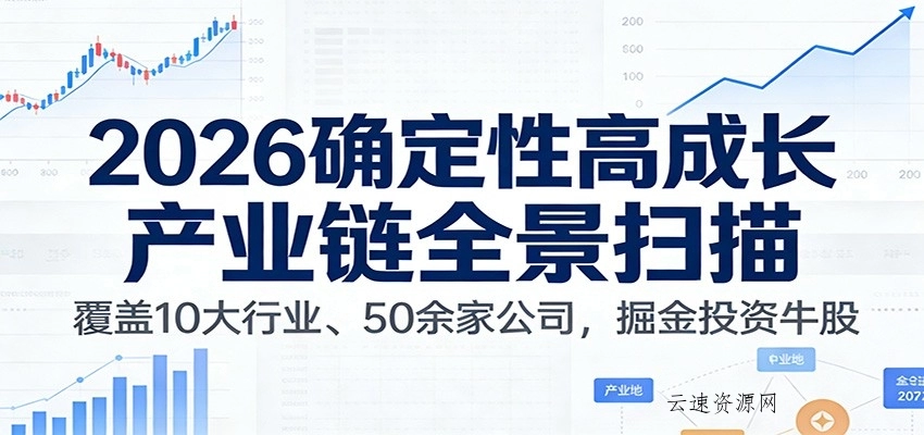 付费文章：2026确定性高成长产业链全景扫描：覆盖10大行业、50余家公司，掘金投资牛股源码网-手游源码|端游源码|小程序源码|网站模板资源免费分享下载 - 云速资源网多元化资源共享平台