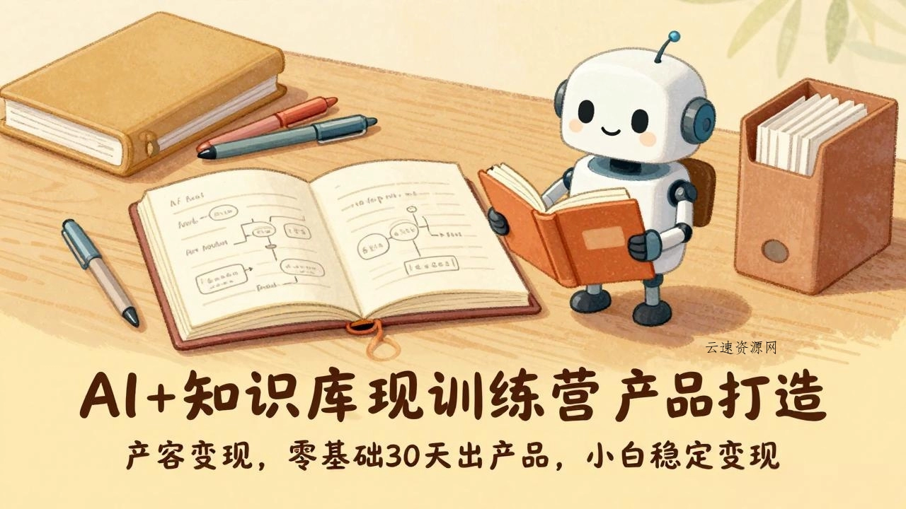 AI+知识库变现训练营，产品打造、内容创作、全平台变现，零基础30天出产品，小白稳定变现源码网-手游源码|端游源码|小程序源码|网站模板资源免费分享下载 - 云速资源网多元化资源共享平台