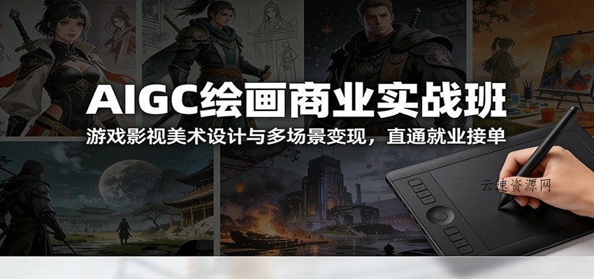 AIGC绘画商业实战班：游戏影视美术设计与多场景变现，直通就业接单源码网-手游源码|端游源码|小程序源码|网站模板资源免费分享下载 - 云速资源网多元化资源共享平台