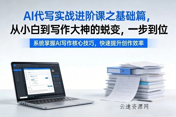 AI代写实战进阶课之基础篇，从小白到写作大神的蜕变，一步到位【揭秘】源码网-手游源码|端游源码|小程序源码|网站模板资源免费分享下载 - 云速资源网多元化资源共享平台