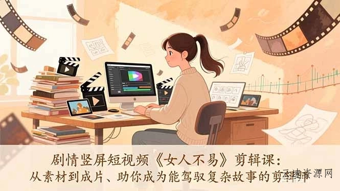 剧情竖屏短视频《女人不易》剪辑课：从素材到成片、助你成为能驾驭复杂故事的剪辑师源码网-手游源码|端游源码|小程序源码|网站模板资源免费分享下载 - 云速资源网多元化资源共享平台