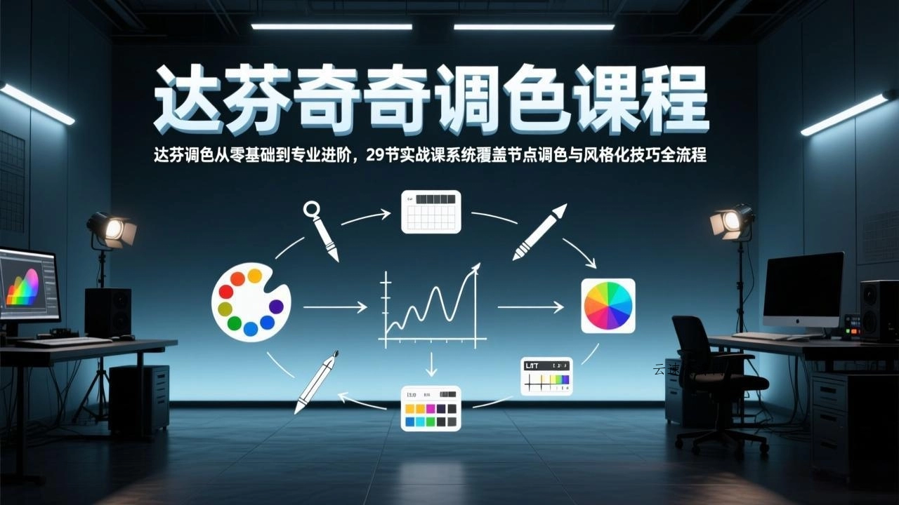 达芬奇调色从零基础到专业进阶，29节实战课系统覆盖节点调色与风格化技巧全流程 - 多元化资源共享平台源码网-手游源码|端游源码|小程序源码|网站模板资源免费分享下载 - 云速资源网多元化资源共享平台