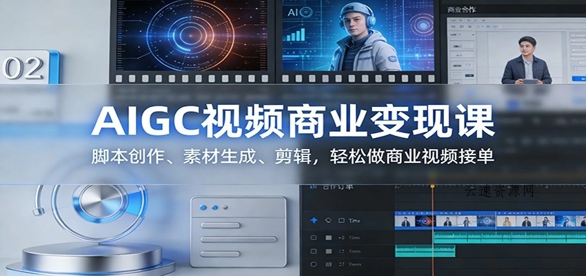 AIGC视频商业变现课：脚本创作、素材生成、剪辑，轻松做商业视频接单源码网-手游源码|端游源码|小程序源码|网站模板资源免费分享下载 - 云速资源网多元化资源共享平台