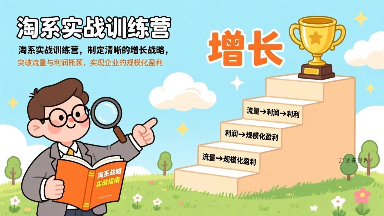 淘系实战训练营，制定清晰的增长战略，突破流量与利润瓶颈，实现企业的规模化盈利源码网-手游源码|端游源码|小程序源码|网站模板资源免费分享下载 - 云速资源网多元化资源共享平台