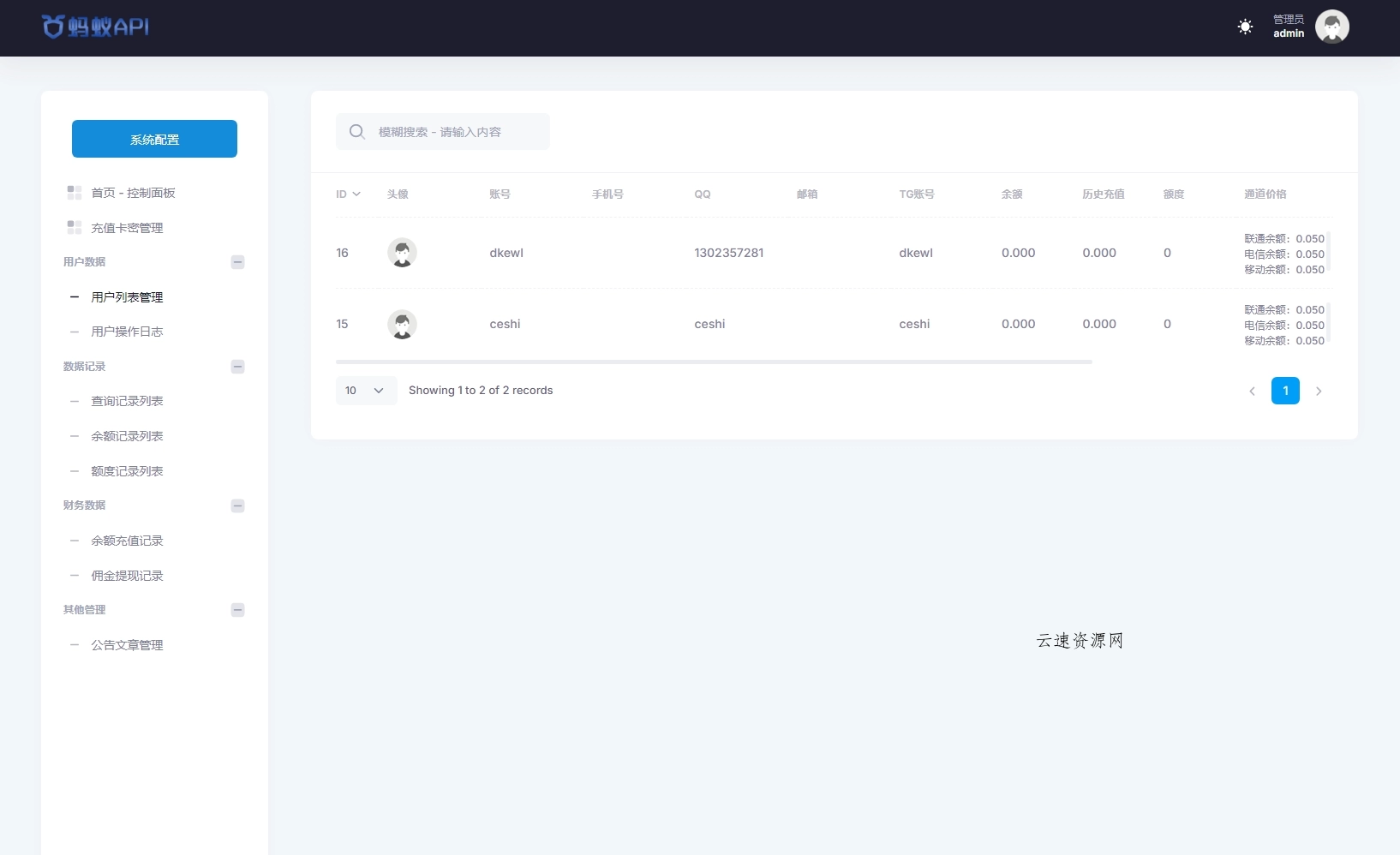 全新三网话费余额查询API系统源码 Thinkphp全开源 附教程源码网-手游源码|端游源码|小程序源码|网站模板资源免费分享下载 - 云速资源网多元化资源共享平台